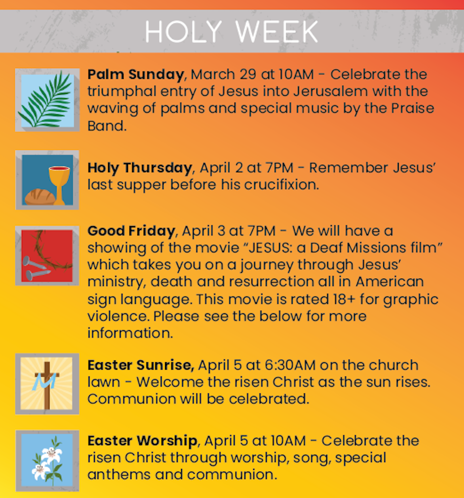 Holy Week Schedule online